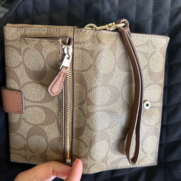 Coach Brown Signature Wristlet with Leather Strap - Picture 4 of 6